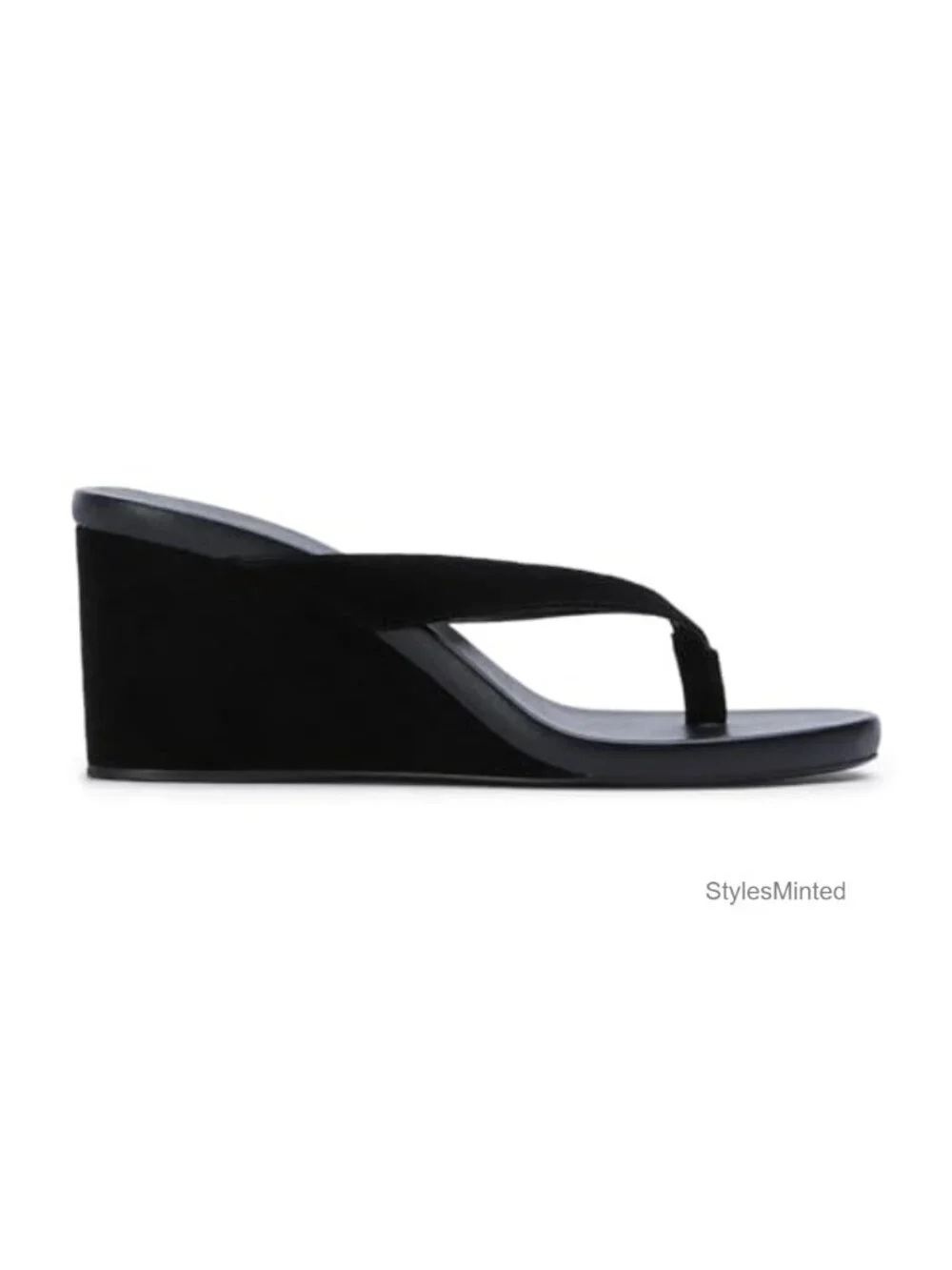 Suede Wedge Flip Flops Women's Open Toe Slip On Comfort Arch Support Sandals